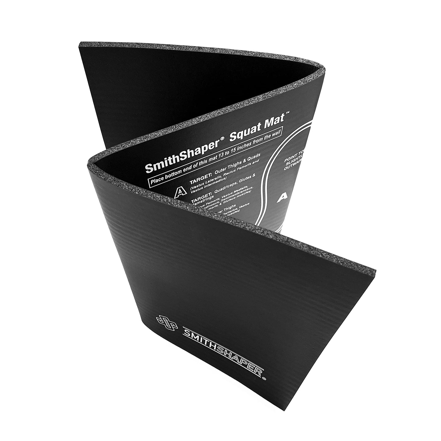 SmithShaper Squat Mat Knee Mat - 30.75" Length -Squats Leg Muscle Targeting - Folds to 1-inch Thick Exercise Kneeling Mat - Ab Rollouts - Knee Pushups Pad - NBR Black