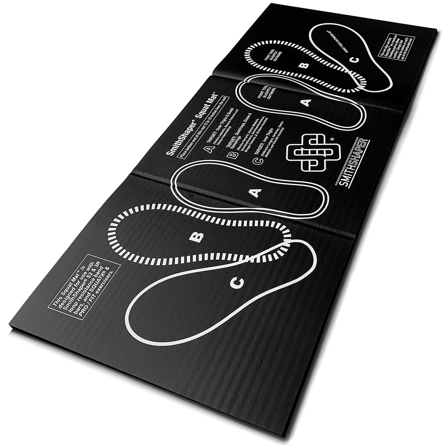 SmithShaper Squat Mat Knee Mat - 30.75" Length -Squats Leg Muscle Targeting - Folds to 1-inch Thick Exercise Kneeling Mat - Ab Rollouts - Knee Pushups Pad - NBR Black