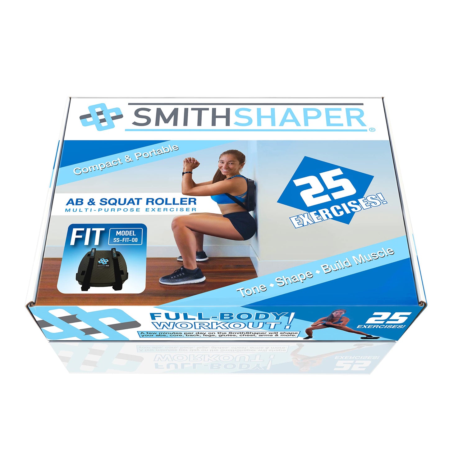 SmithShaper® FIT ASR - Ab Squat Roller Multipurpose Exerciser | Full Workout at Home | 25 Exercises! Strengthen Sculpt & Shape Abs Core Legs Butt Waist Chest Muscles & More